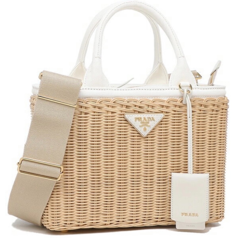 Prada 2 way straw bag